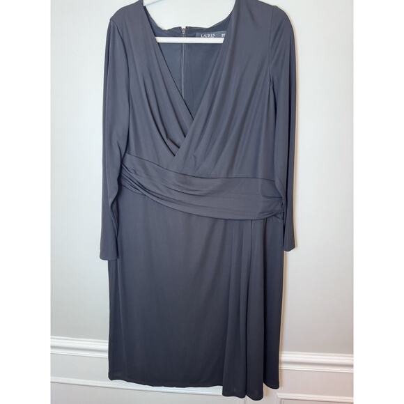 Lauren Ralph Lauren Women's Jersey Long-Sleeve Dress Lined Black Size 16W - Picture 2 of 11